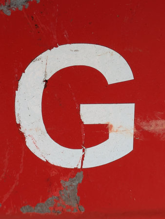 Written Wording in Distressed State Typography Found Ransom Font Letter Gの写真素材