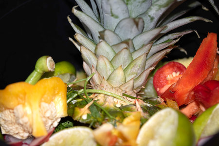 Close up of fruit skins ready to be recycled on to a compostの写真素材
