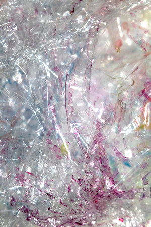 Absract background of shiny plastic and bubbles dreating bright sci-fi style texture backgroundの写真素材