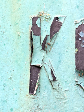 Written Wording in Distressed State Typography Found Ransom Font Letter Kの写真素材