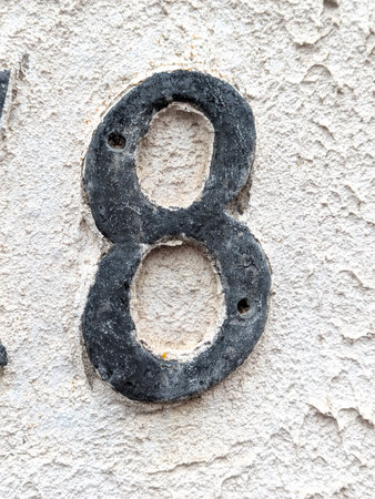 Written Wording in Distressed State Typography Found Ransom Number Eight 8の写真素材