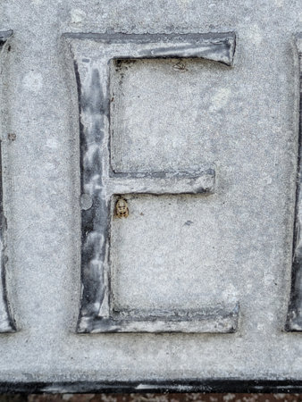 Written Wording in Distressed State Typography Found Ransom Letter Eの写真素材