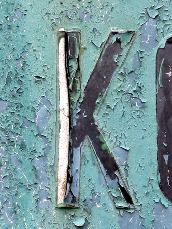 Written Wording in Distressed State Typography Found Ransom Font Letter Kの写真素材