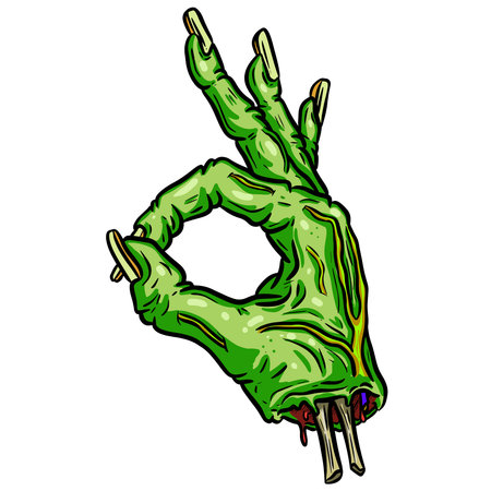 Zombie hand icon. Vector illustration of a green zombie hand.のイラスト素材