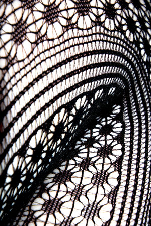 Close up of black lace fishnet tights on skin legs curves abstract background
