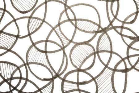Hand Made Felt Tip Pen Doodle Scribble With Circles Dots and Swirls in Black for backgroundの写真素材