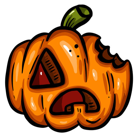 Cute Spooky Cartoon Pumpkin Character with face illustration for Halloweenのイラスト素材