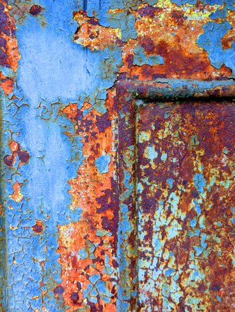 Heavy Metal Rust Texture in Blues and Orange Peeling Patana