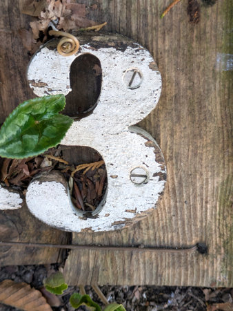 Written Wording in Distressed State Typography Found Number Font Letter 3 Threeの写真素材