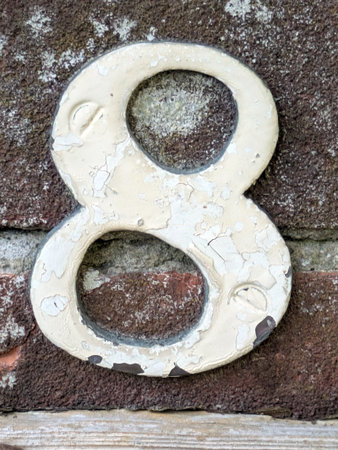 Written Wording in Distressed State Typography Found Ransom Number Eight 8の写真素材