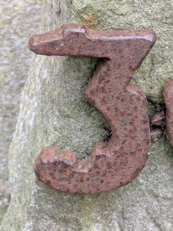Written Wording in Distressed State Typography Found Number Font Letter 3 Three