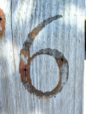 Written Wording in Distressed State Typography Found Number 6 Sixの写真素材