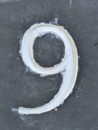 Written Wording in Distressed State Typography Found Ransom Number Nine 9の写真素材