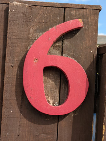 Written Wording in Distressed State Typography Found Number 6 Sixの写真素材