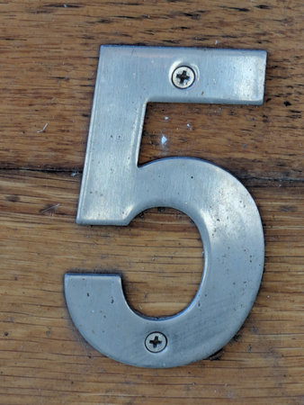 Written Wording in Distressed State Typography Found Number 5 Fiveの写真素材