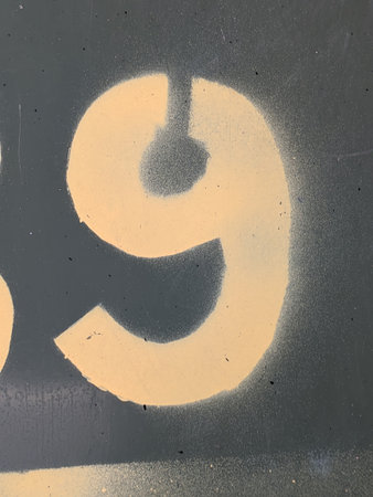 Written Wording in Distressed State Typography Found Ransom Number Nine 9の写真素材