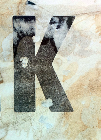 Written Wording in Distressed State Typography Found Ransom Font Letter Kの写真素材