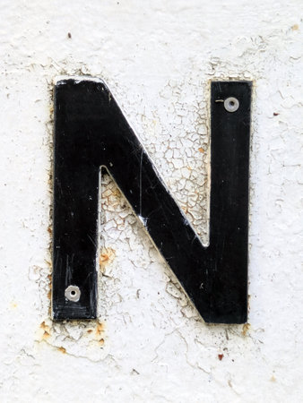 Written Wording in Distressed State Typography Found Letter Nの写真素材
