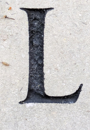 Written Wording in Distressed State Typography Found Letter Lの写真素材