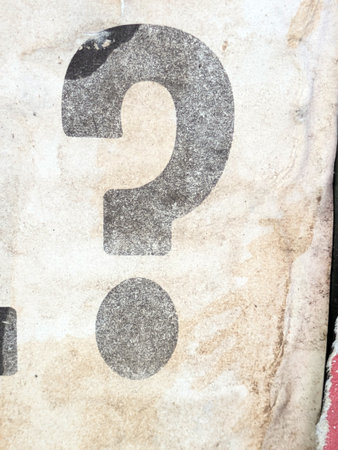 Written Wording in Distressed State Typography Found  ? Question Markの写真素材