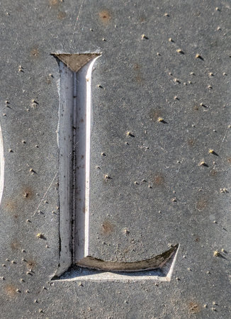 Written Wording in Distressed State Typography Found Letter Lの写真素材