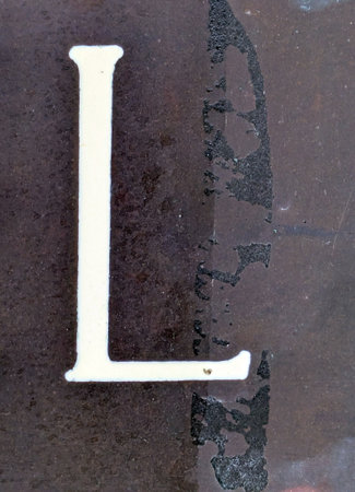 Written Wording in Distressed State Typography Found Letter Lの写真素材