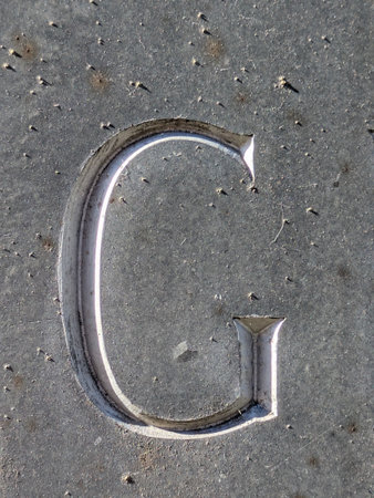 Written Wording in Distressed State Typography Found Letter Gの写真素材