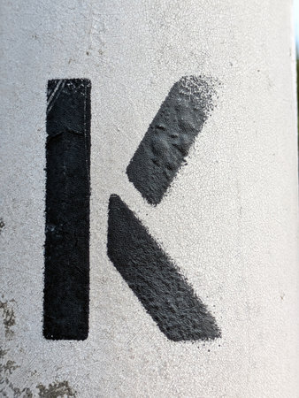 Written Wording in Distressed State Typography Found Ransom Font Letter Kの写真素材