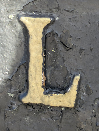 Written Wording in Distressed State Typography Found Letter Lの写真素材