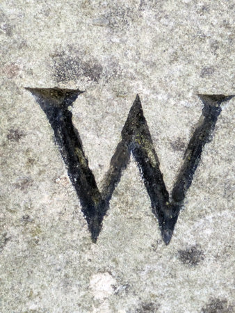 Written Wording in Distressed State Typography Found Letter Wの写真素材