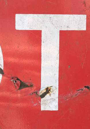 Written Wording in Distressed State Typography Found Letter Tの写真素材