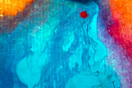 Thick swirling abstract acrylic color paint vivid creative backgroundの写真素材