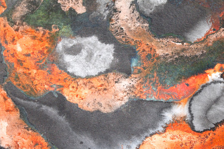 Expressive abstract paint lines and splatters in ink and paints red black grungy distressed...