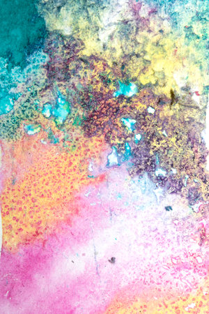 Explosion of Watercolour Vibrant Paint With Swirls and Splashes Abstract Backgroundの写真素材