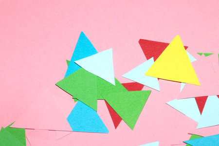 Simple Paper Card Primary Colour Triangle Geometric Shapes in Multicolour Rainbow Calm Background