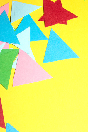 Simple Paper Card Primary Colour Triangle Geometric Shapes in Multicolour Rainbow Calm Background