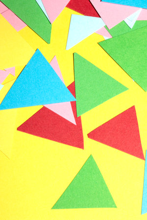 Simple Paper Card Primary Colour Triangle Geometric Shapes in Multicolour Rainbow Calm Background