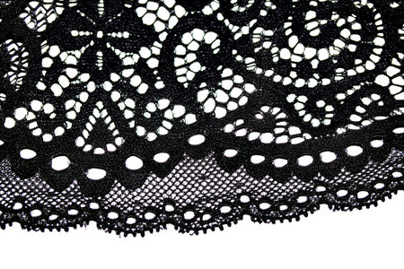 Close up of pretty crochet lace on a white background