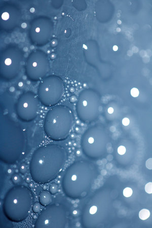 Close up of water bubble droplets on backgroundの写真素材
