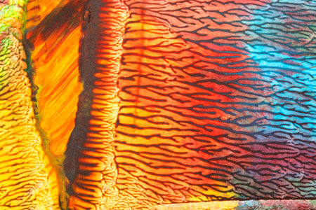 Thick vibrant abstract acrylic paint texture with lines splatters