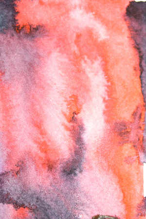 Acrylic Black and Red Ink Paint Splatters and Spots Blot on White for Backgroundの写真素材