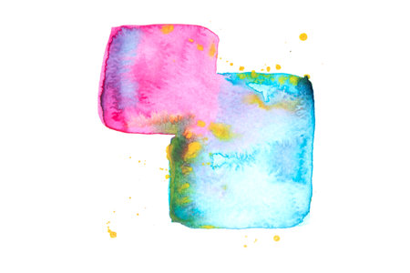 Vibrant Watercolor Squares Splashes and Paint Inkの写真素材