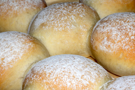 Fresh Home Made Bread Rolls Close Up Baked Goods
