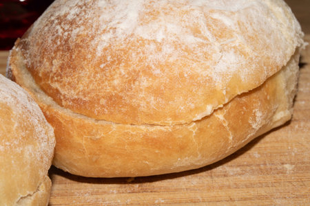 Fresh Home Made Bread Rolls Close Up Baked Goods