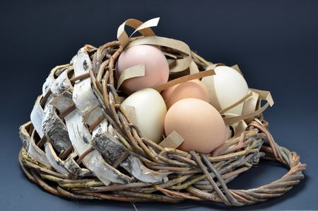 Fresh Country Eggs In A Decorative Basket