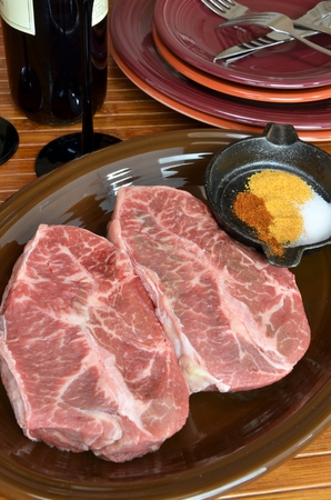 Beef Flat Iron Steak Red Wine の写真素材