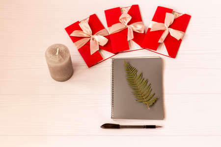 Gift certificate with bow (ribbons). Design for voucher, coupon, invitation, New Year card for any...