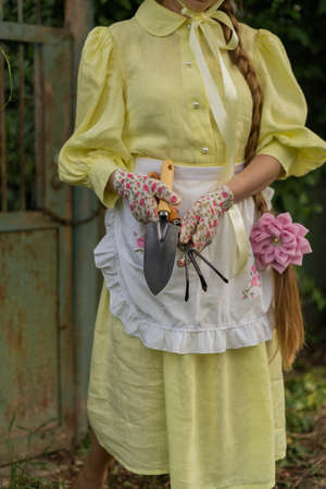 cropped image of woman gardening,の写真素材