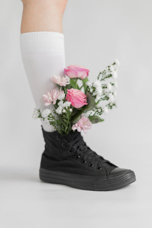 flowers in socks, Beautiful imageの写真素材