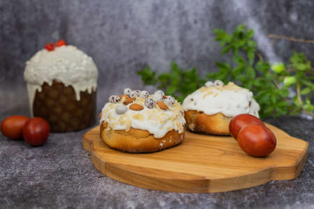 the easter composition on backgroundの写真素材